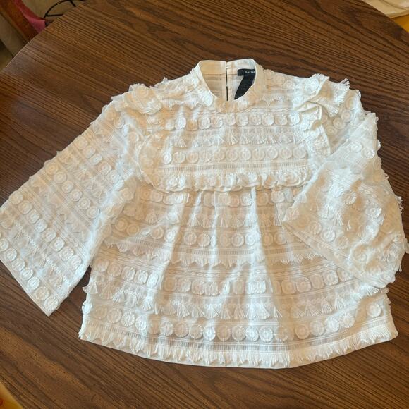 Smythe 3D white Embroidered A-Line Cotton Blouse size L - Picture 4 of 8